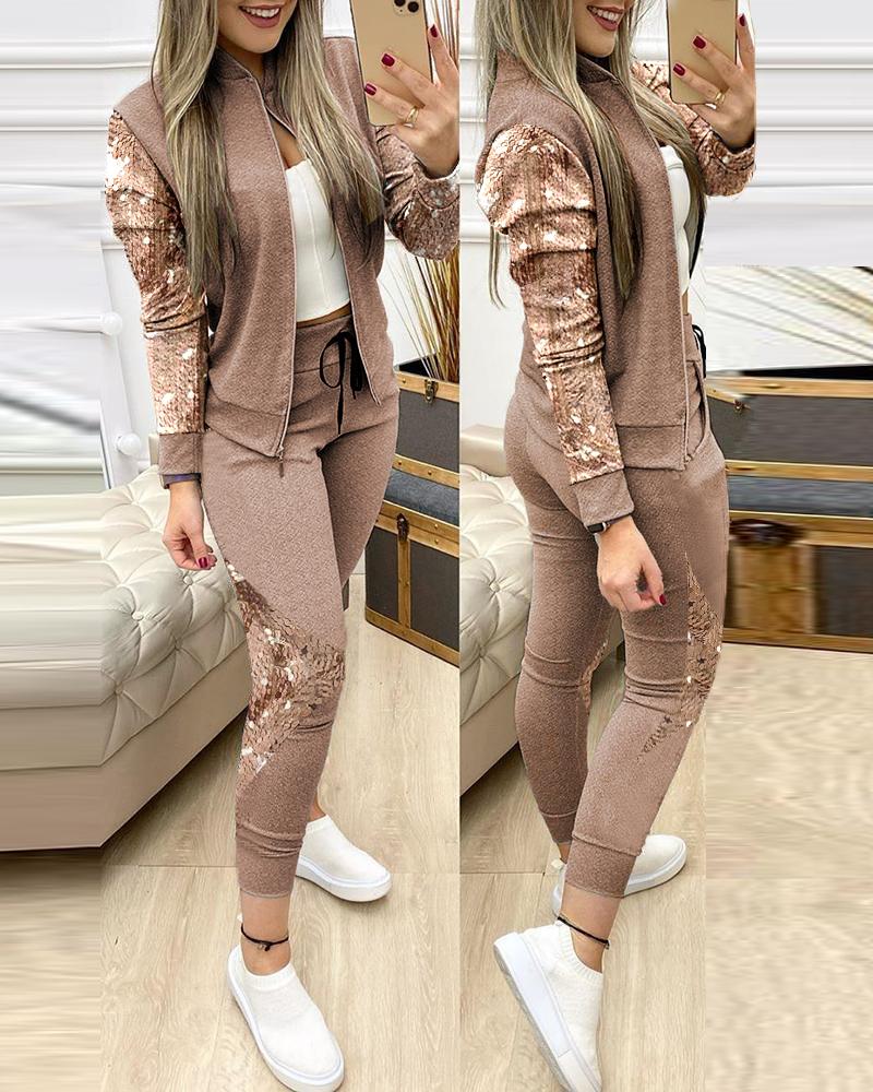 Zipper Jacket + long Pants Sports Tracksuit for Women
