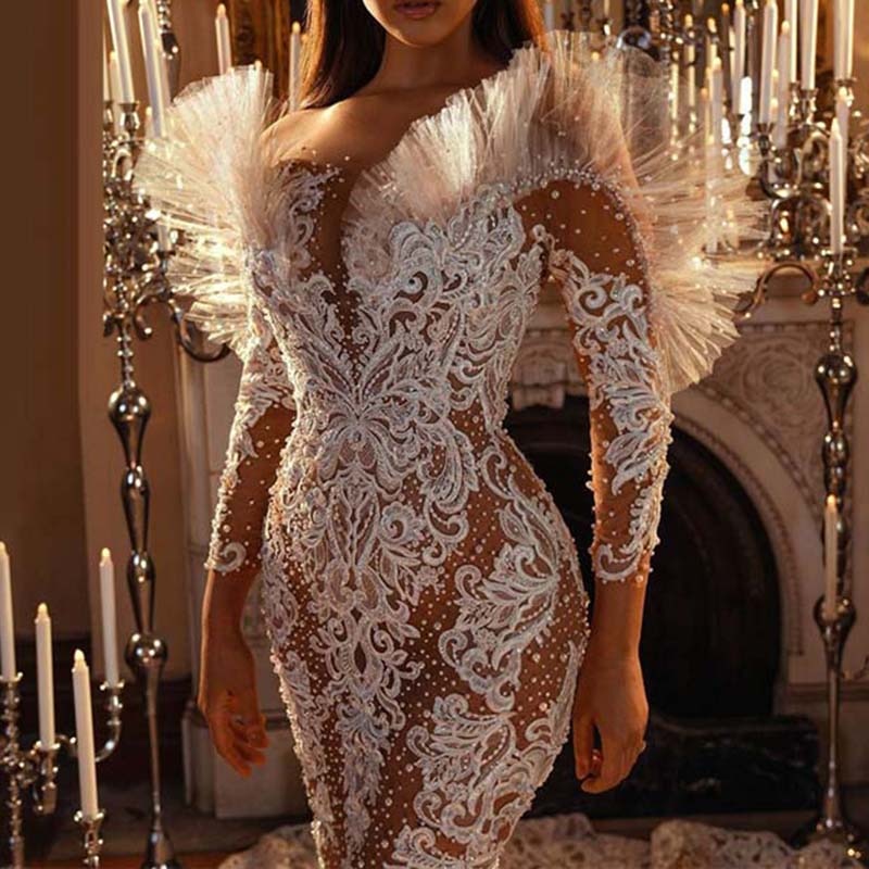 White Mermaid Evening Dress