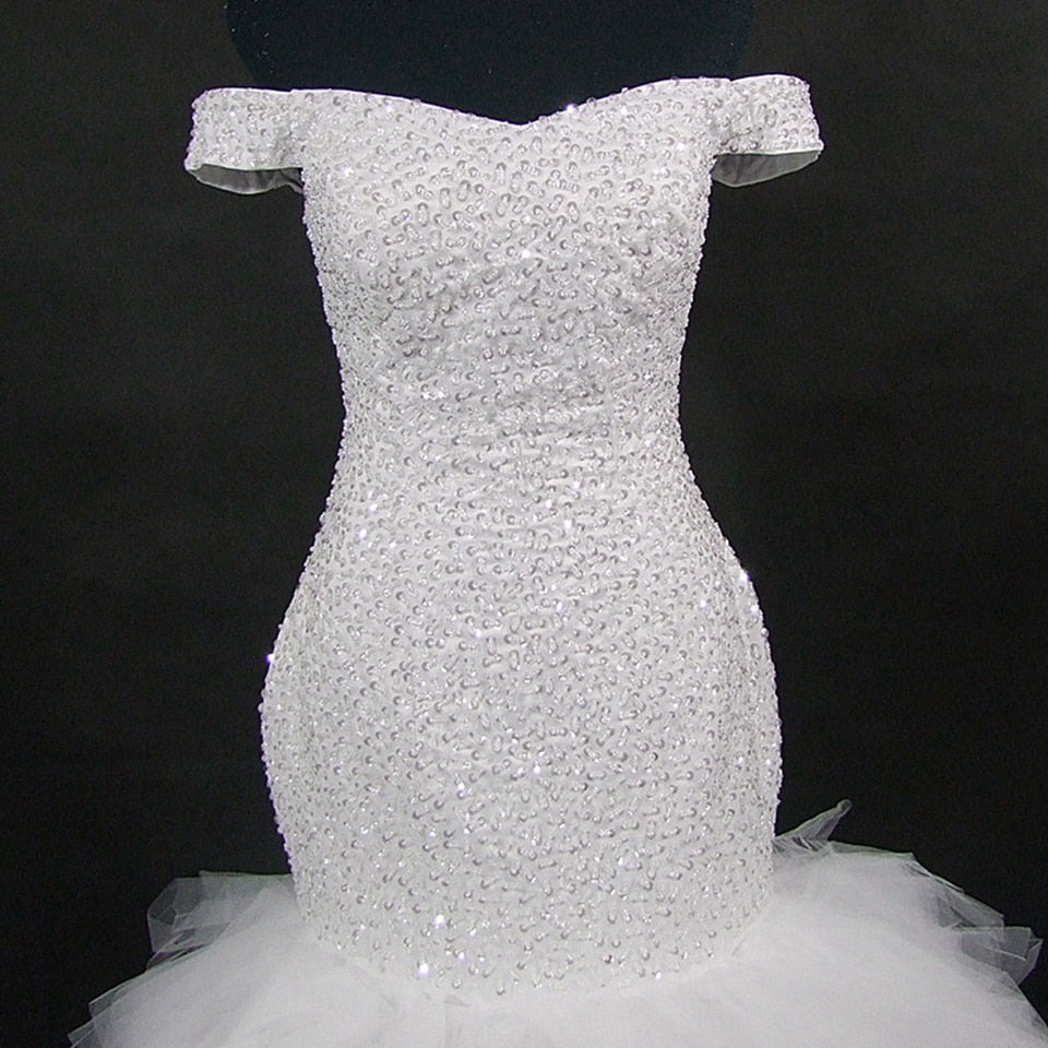 White Off The Shoulder Wedding Dress