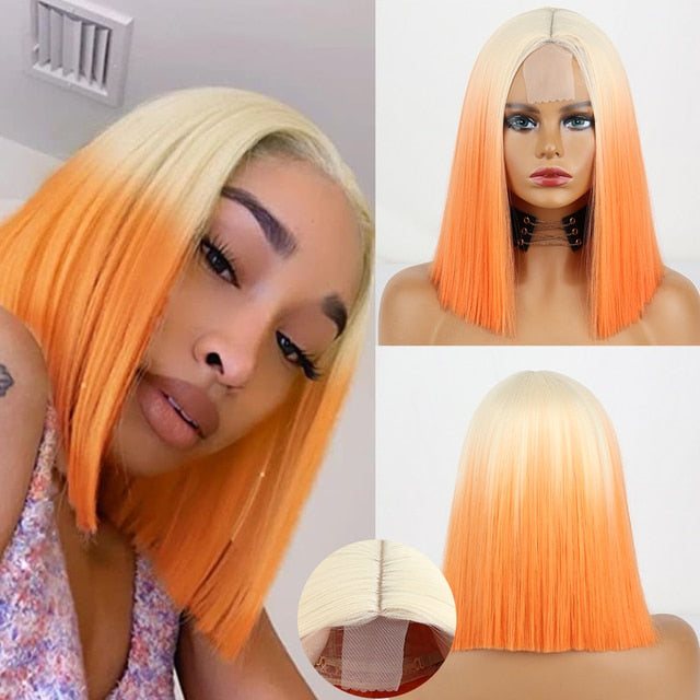 Colored Straight Natural Synthetic Wig