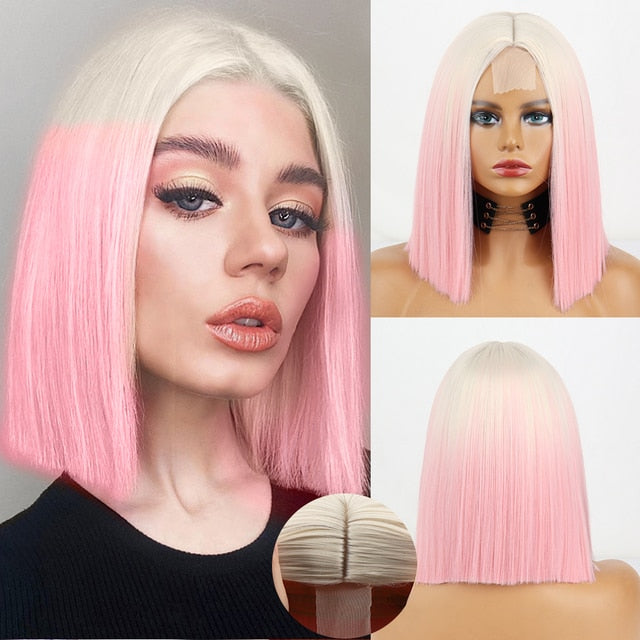 Colored Straight Natural Synthetic Wig