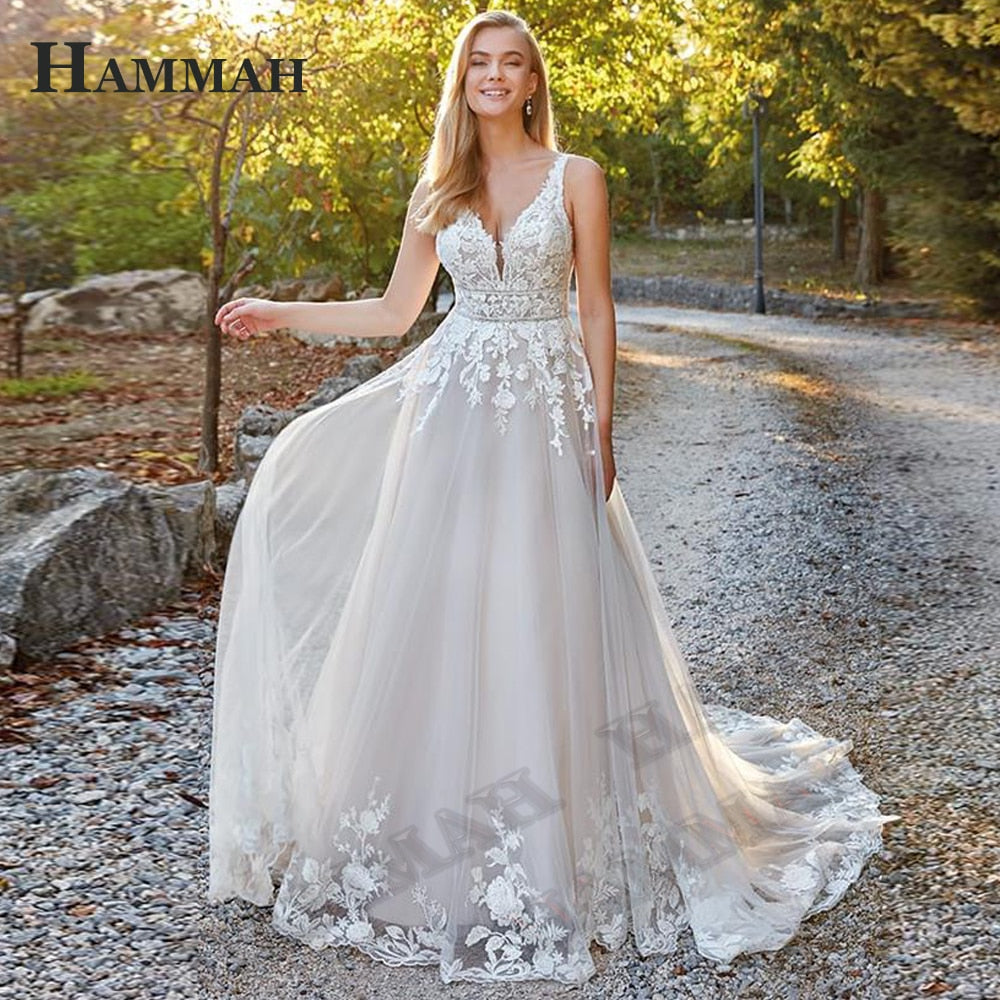 Vintage Classic Backless Wedding Dress