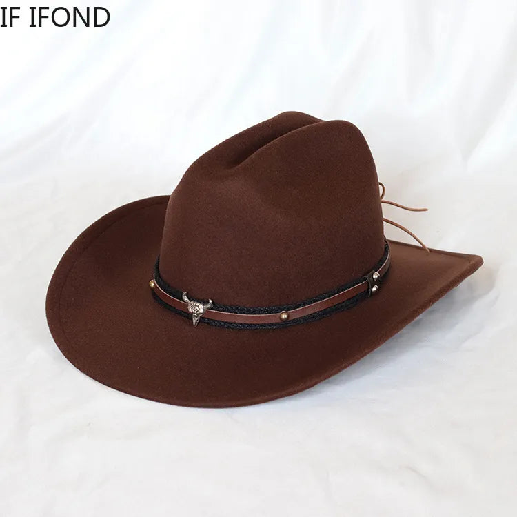 Vintage Western Cowboy Hat Leather Trim