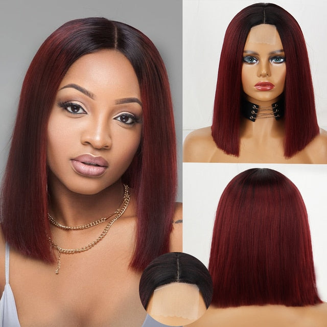 Colored Straight Natural Synthetic Wig