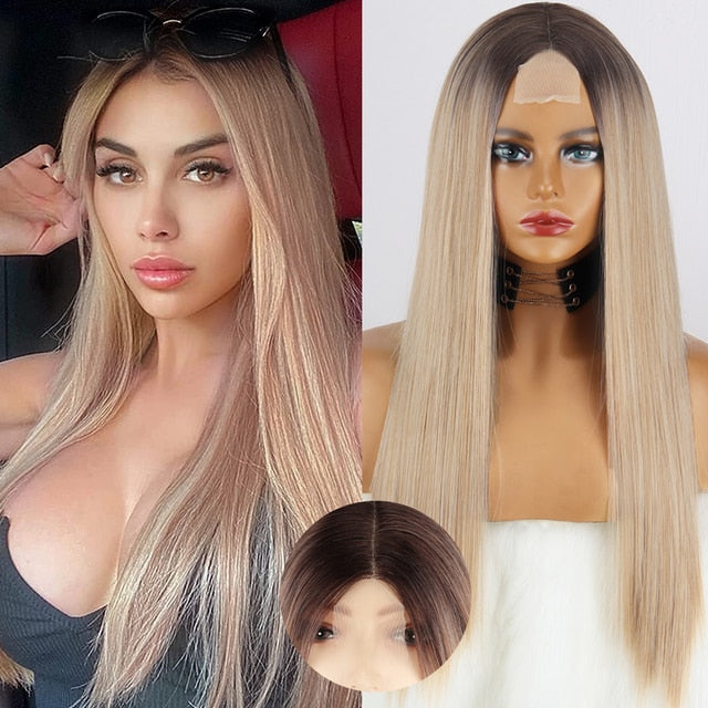 Colored Straight Natural Synthetic Wig