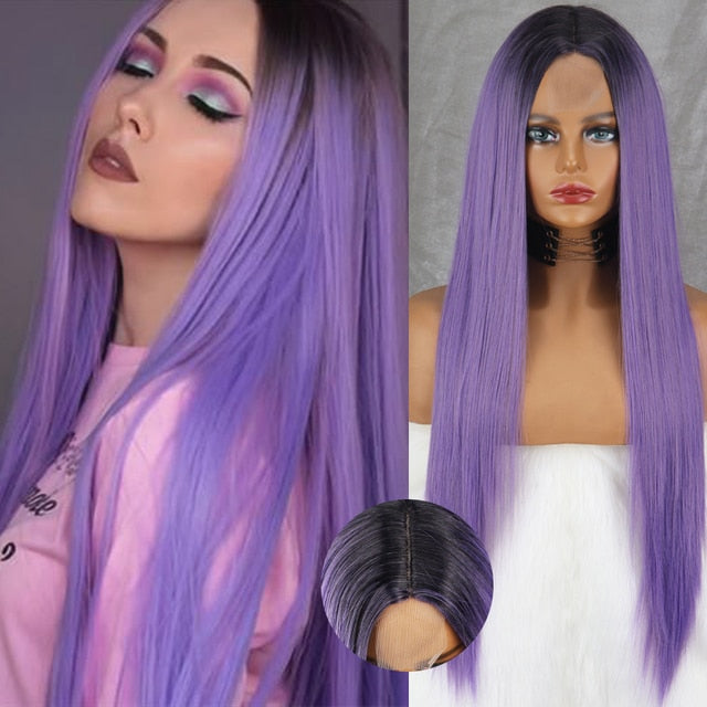 Colored Straight Natural Synthetic Wig