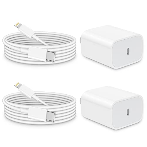 iPhone Charger Fast Charging, 【MFi Certified】 2-Pack 20W USB C Fast Charger with 6FT Fast Charging Cable for iPhone 14/13/12/11/Xs/8, iPad, AirPods Pro and More