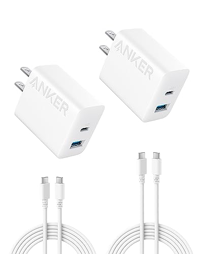 iPad Charger, Anker 2-Pack 20W Dual Port USB Fast Wall Charger, USB C Charger Block for iPad Pro 12.9", iPad Pro 11", iPad Air 5/4, iPad 10, iPad Mini 6, and More (2-Pack 5 ft USB-C Cable Included)