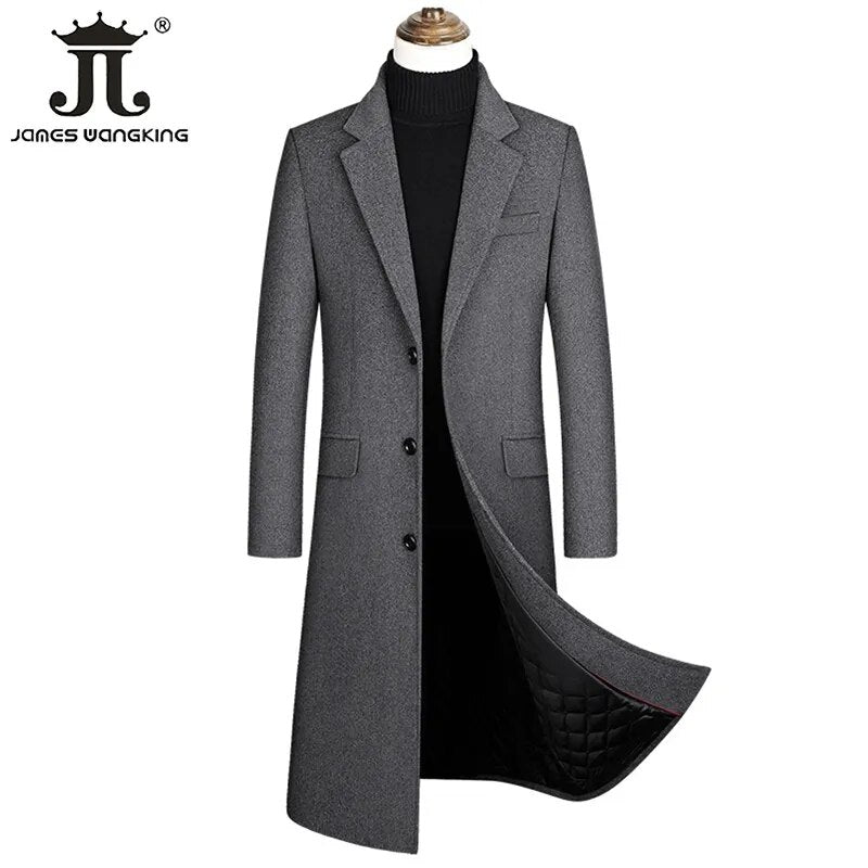 Long Wool Trench Coat Male Jacket