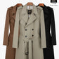 Cotton trench coat for men with double breasted British fashion coffee men's down jacket