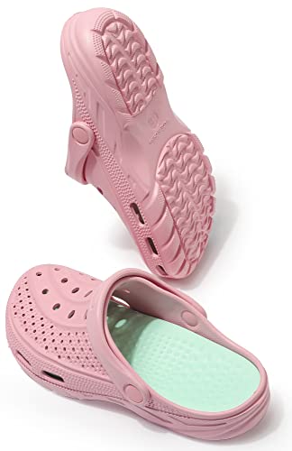Women and Men Orthopedic Clogs Arch Support Garden Shoes Sandals Slippers with Plantar Fasciitis Feet Insoles,Sweet Pink,9.5-10.5 Women/7.5-8.5 Men