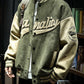 Spring and autumn base ball retro green bomber jacket embroidery trend couple