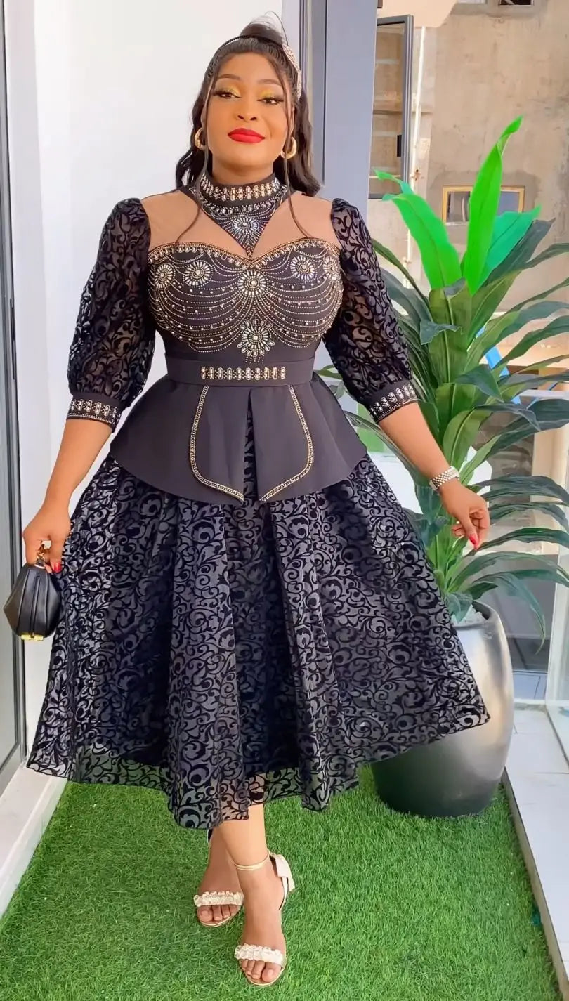 Elegant African Wedding Party Dresses for Women 2024 Plus Size Dashiki Ankara