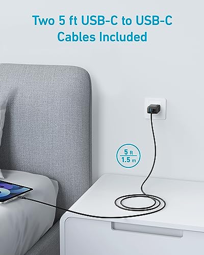 iPad Charger, Anker 2-Pack 20W Dual Port USB Fast Wall Charger, USB C Charger Block for iPad Pro 12.9", iPad Pro 11", iPad Air 5/4, iPad 10, iPad Mini 6, and More (2-Pack 5 ft USB-C Cable Included)