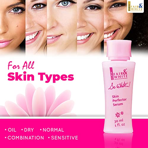 Fair and White So White Skin Perfector Serum 30ml - For Face, Elbows Knees, Feet - with Kojic Acid and Castor Oil