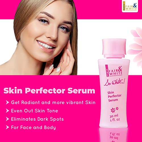 Fair and White So White Skin Perfector Serum 30ml - For Face, Elbows Knees, Feet - with Kojic Acid and Castor Oil