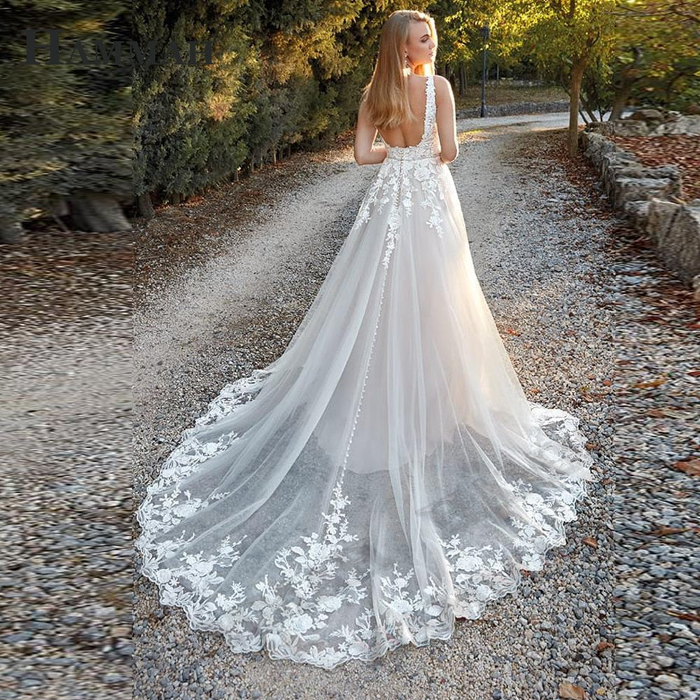 Vintage Classic Backless Wedding Dress