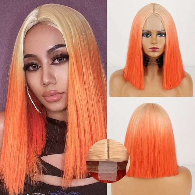 Colored Straight Natural Synthetic Wig