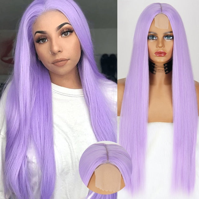 Colored Straight Natural Synthetic Wig