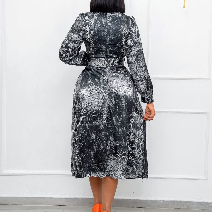 Elegant Dresses for Women 2023 Wedding Full Sleeve High Waisted A Line Turneck Mid Calf Luxury Evening Night Party Vestidos Hot| |