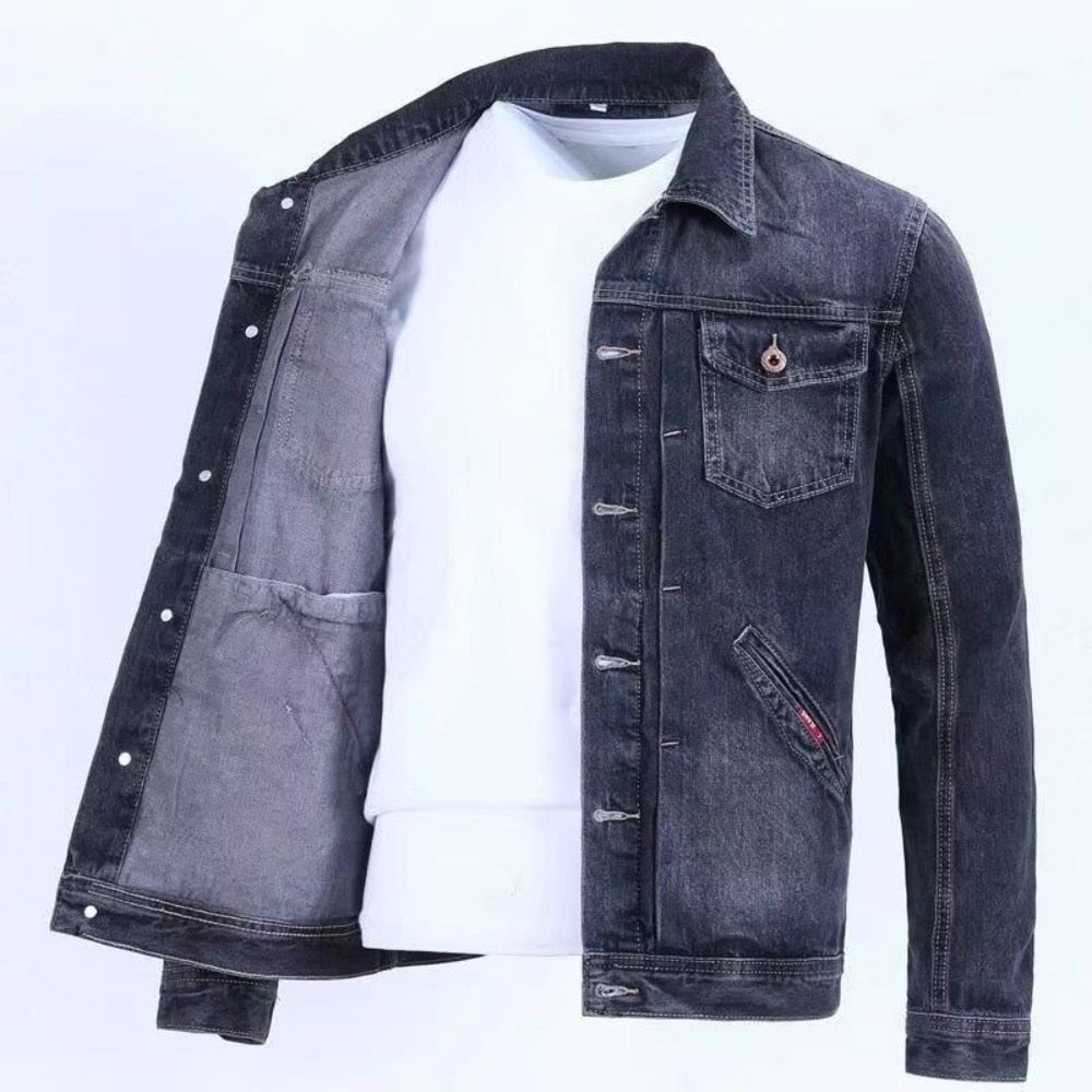 Spring And Fall Retro Denim Jacket Men's Fashion Brand Handsome Cargo Jacket Korean Version Slim Casual Wear Clothes - Jackets