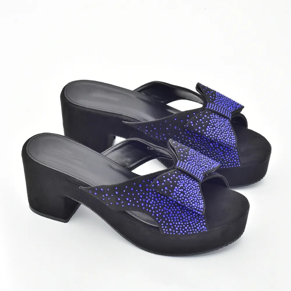 New Fashion Wedding Shoes Bride Shoes Luxury Italy Women with Rhinestone Slip on Platform