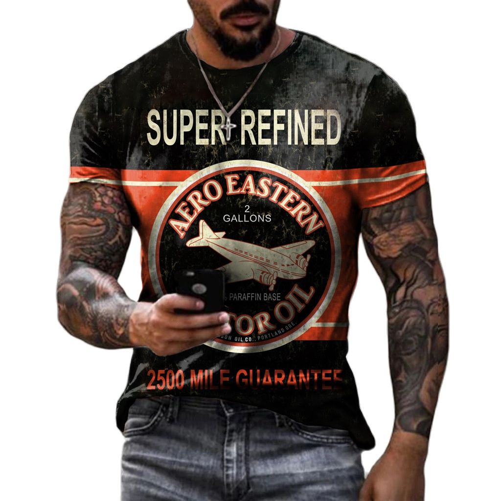 T shirts 3d Castrol Print Short Sleeve Letter Tops Fashion Oil