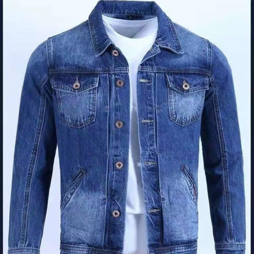 Spring And Fall Retro Denim Jacket Men's Fashion Brand Handsome Cargo Jacket Korean Version Slim Casual Wear Clothes - Jackets