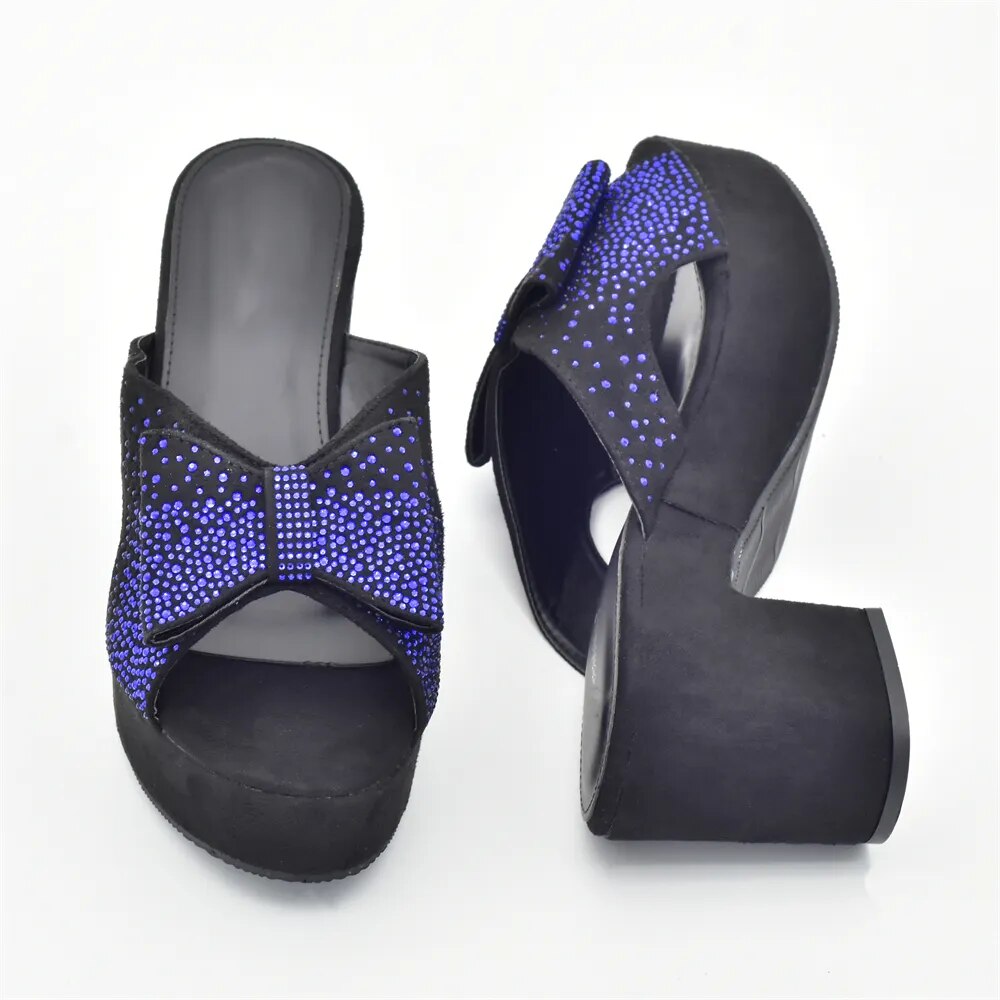 New Fashion Wedding Shoes Bride Shoes Luxury Italy Women with Rhinestone Slip on Platform