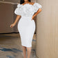 Women Sexy Bodycon Dresses Party Off Shoulder Ruffles Flower Event Celebrate Elegant Female Package Hips Vestidos African Gowns