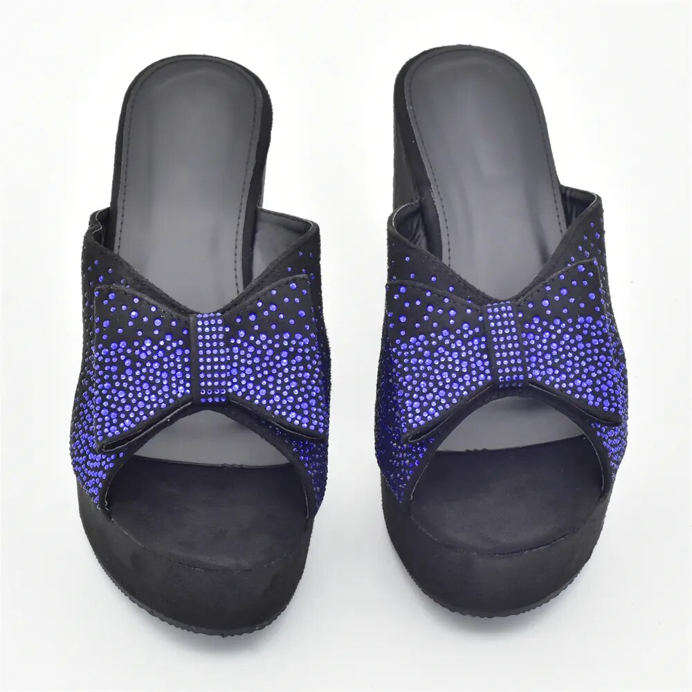 New Fashion Wedding Shoes Bride Shoes Luxury Italy Women with Rhinestone Slip on Platform