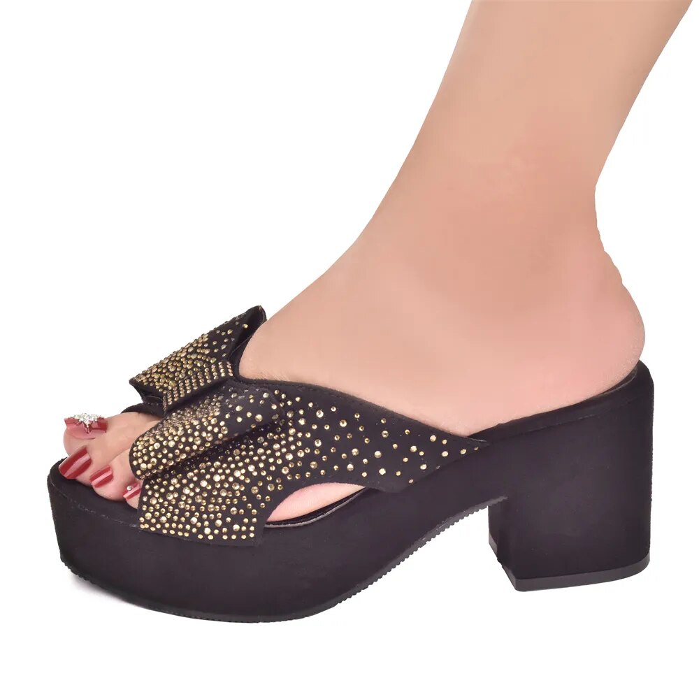 New Fashion Wedding Shoes Bride Shoes Luxury Italy Women with Rhinestone Slip on Platform