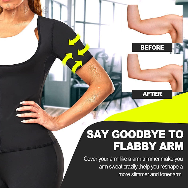 Sauna Sweat Tops With Zipper Slim Body Suits