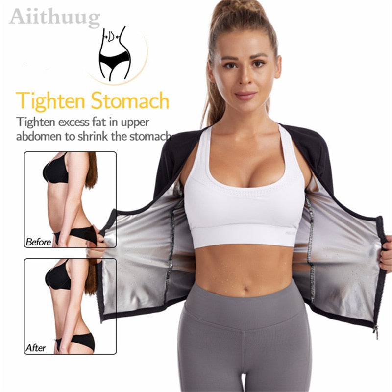 Sauna Sweat Tops With Zipper Slim Body Suits