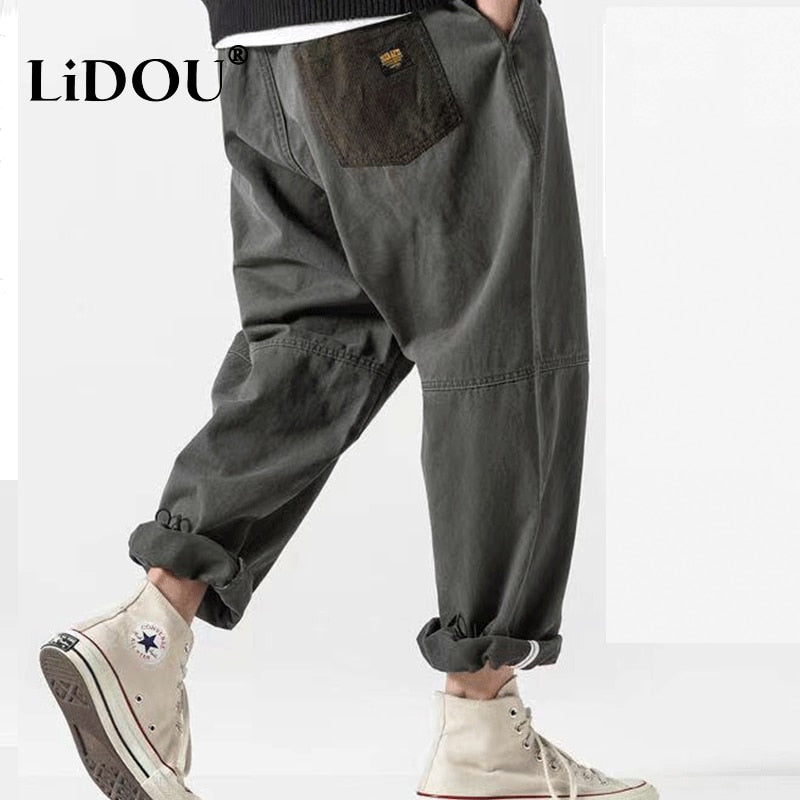 Harem Simple Cool Solid Color Trouser Streetwear for Men