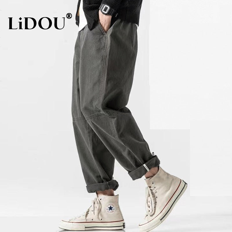 Harem Simple Cool Solid Color Trouser Streetwear for Men