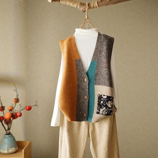 Sweaters Knitted V Neck Loose Vest