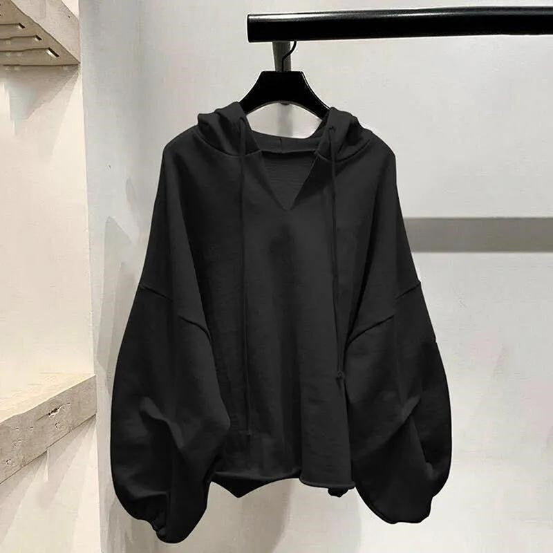 Lantern Sleeve Hoodies Sweatshirt for Women