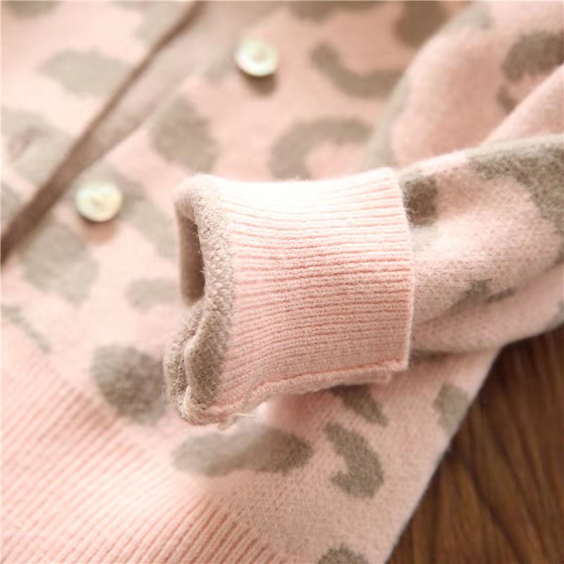 Leopard Print Sweater Jacket for Girls