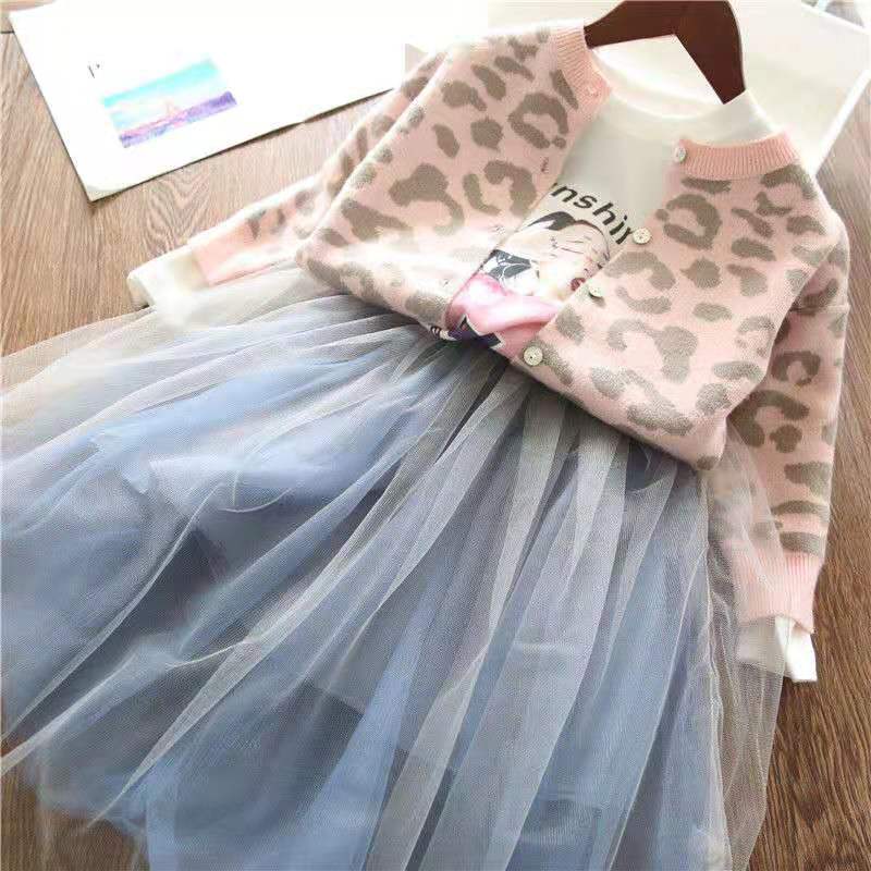 Leopard Print Sweater Jacket for Girls