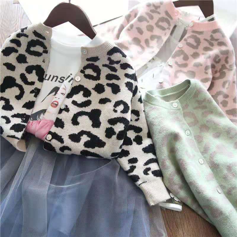 Leopard Print Sweater Jacket for Girls