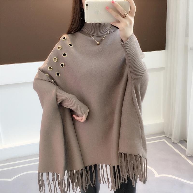 One Size Turtleneck Cloak Sweater for Women