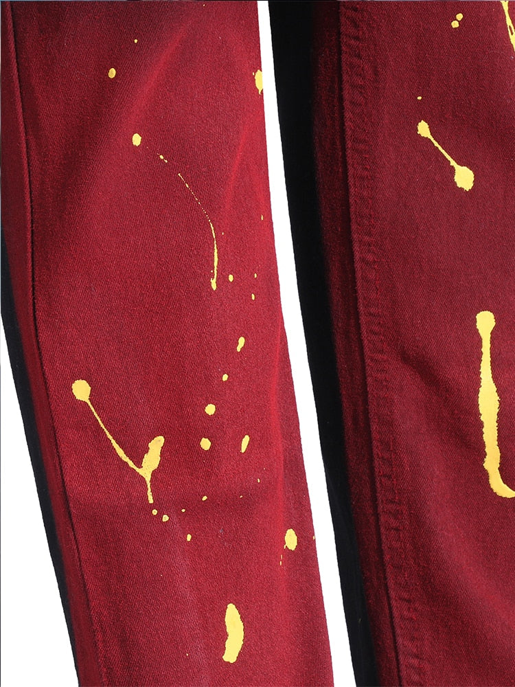 Hip Hop High Street Gradient Paint Denim for Men - Jeans