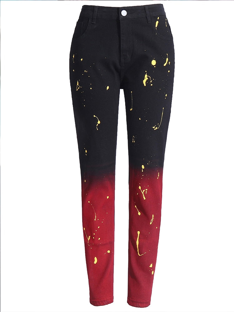 Hip Hop High Street Gradient Paint Denim for Men - Jeans