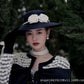 Elegant black pearl Hepburn Party hat