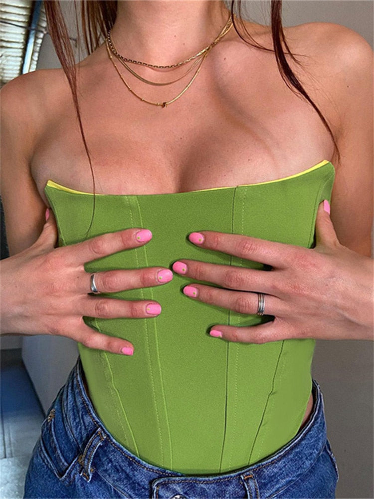 Corset Strapless Tank Top Slim Vest