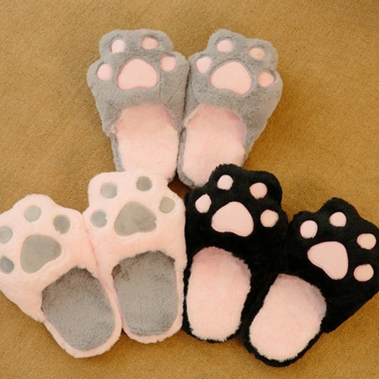 Cat Paw Fluffy Slippers for Women