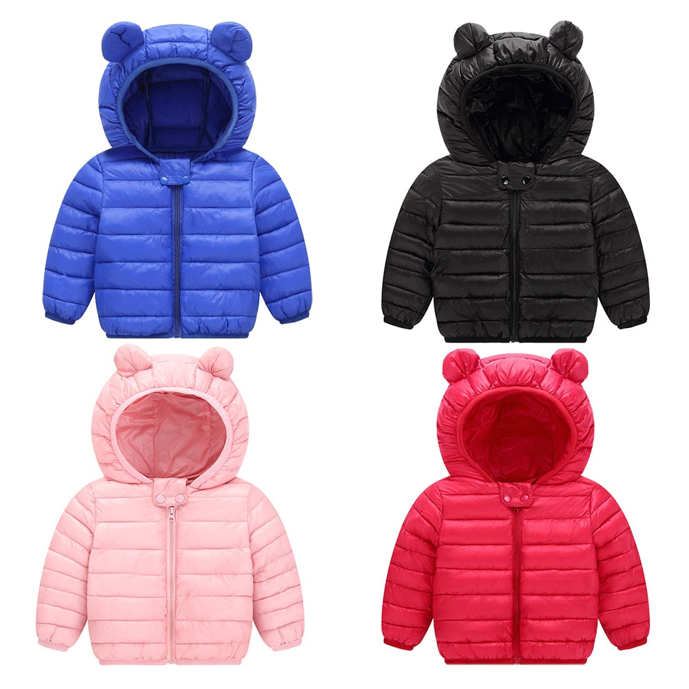 Light Color Coat With Ear Hoodie Jacket for Kids
