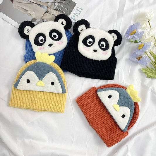 Cute Cartoon Baby Hat With Animal Face for Kids