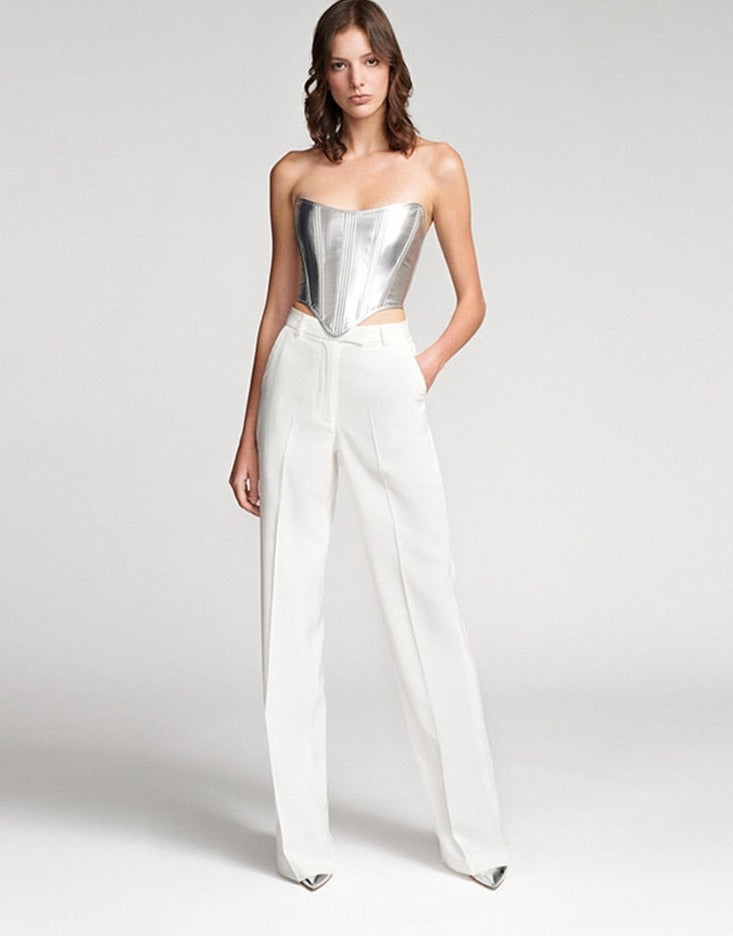 Slim Undercoat Corset Metallic Vest Top